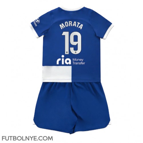 Camiseta Atletico Madrid Alvaro Morata #19 Visitante Equipación para niños 2023-24 manga corta (+ pantalones cortos)